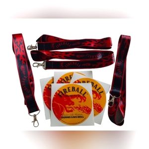 Set of 4 Fireball Lanyards and 4 -4" Fireball stickers!! NWOT